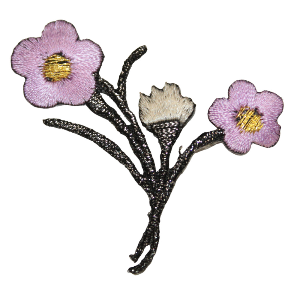 Spring Flower Bouquet Embroidery Iron On Patch Lavender Lilac Handmade